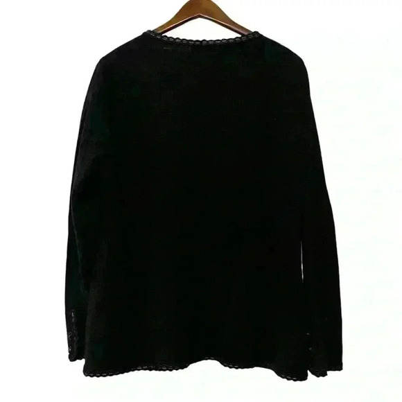 Weill black 100% wool cardigan with Rose front Buttons & Pockets *read Descripti - Picture 2 of 13